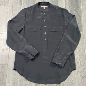 Banana Republic Silk Tunic Blouse Shirt Gray Size XS Petite